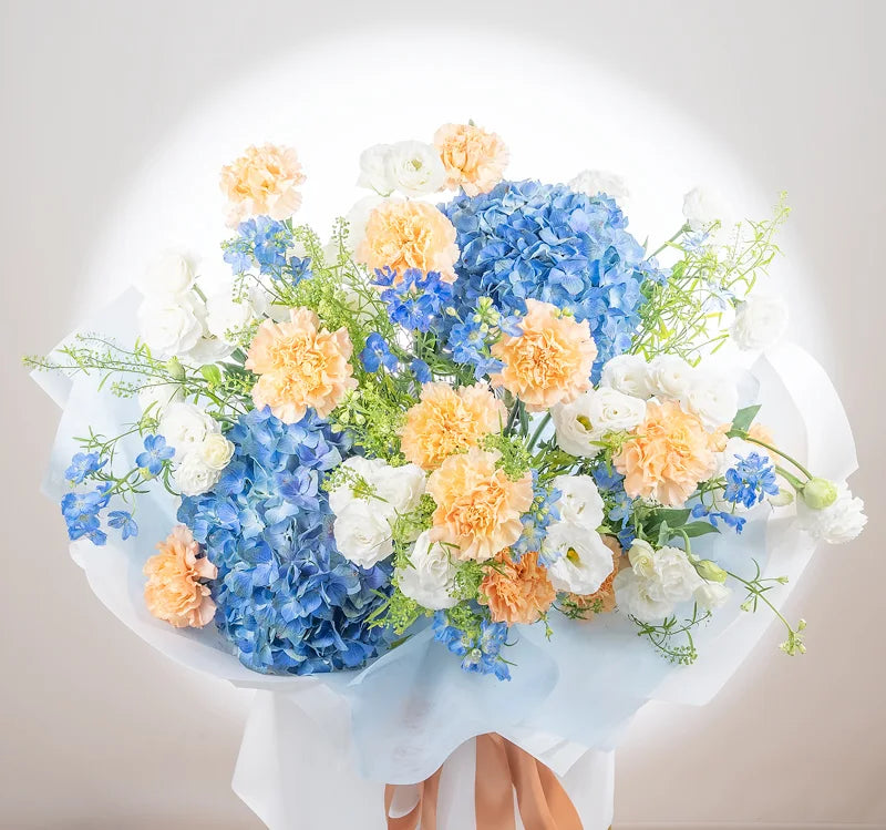 Azure and Apricot Sunrise Grand Opening Flower Stand