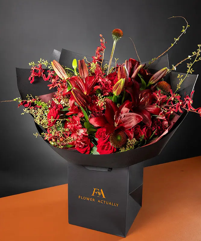 Unleash Romance with Our Secret Bouquet Crimson Flower Bouquet